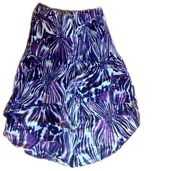 Worthington pleated skirt purple size L, elastic waist asymmetrical high low - Picture 2 of 11